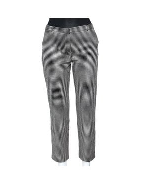 Weekend by Maxmara Monochrome Patterned Cotton Blend Tapered Leg Pants - Gray