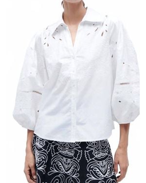 Figue Sharon Wide Collar Top - White