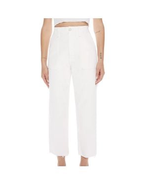 Mother Patch Pocket Private Ankle Fray Pant - White