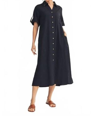 Jodifil Button Down Midi Dress - Blue