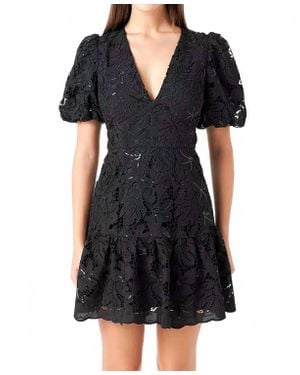 2.7 August Apparel Sequin Lace Mini Dress - Black