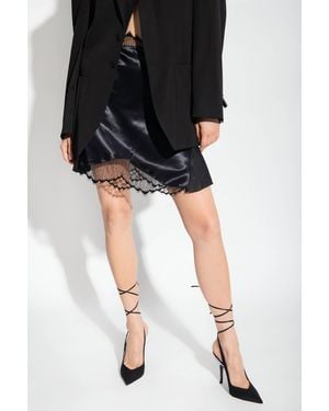 Victoria Beckham Liquid Satin Lace Mini Skirt - Black