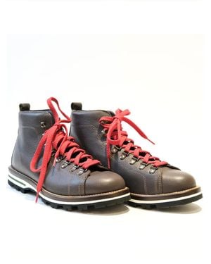 Monpiz Dark Falcade Leather Ski Snow Boots - Red