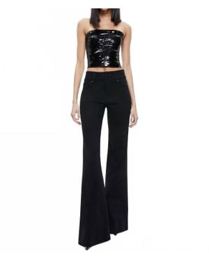 Alice + Olivia Vivi Sequin Cropped Top - Black