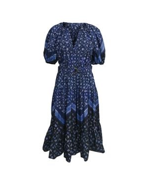Ulla Johnson Josefina Belted Midi Dress - Blue