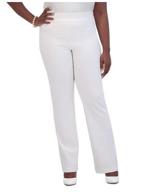 Kasper Crepe Flare Pants Stretch High-Rise Pull On Fts1476 - White