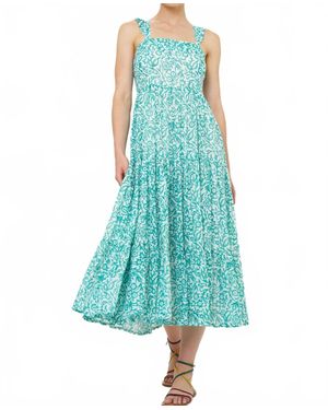 Oliphant Ruffle Cross Back Midi Dress - Blue