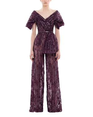 Saiid Kobeisy Embroidered Jumpsuit - Purple
