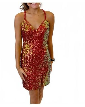 Vienna Prom Standout Sequin Cocktail Dress - Red