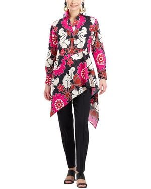 Natori Talitha Poplin Flounce Shirt - Red