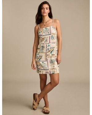 Lucky Brand Printed Linen Slip Mini Dress - Natural