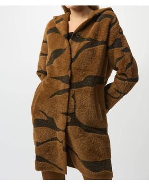 Joseph Ribkoff Hooded Animal Print Coat - Brown