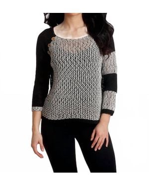French Kyss Crochet Three Quarter Sleeve Top - Black