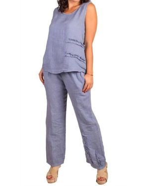 Gigi Moda Palermo Linen Pull-On Pants - Blue