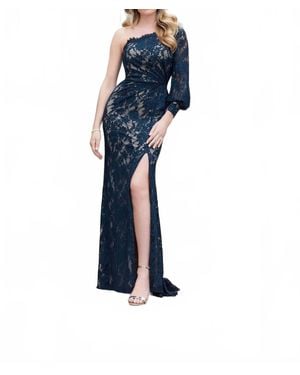 Mori Lee Chic One-Shoulder Evening Gown - Blue
