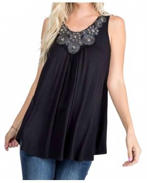 P & ROSE Sparkle And Shine Tank Top With Beaded Neck Detail - Blue