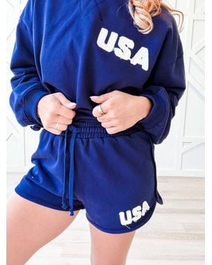 By Together Team Usa Terry Shorts - Blue
