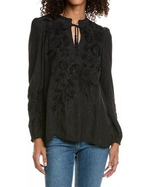 Johnny Was Nova Velvet Silk-Blend Blouse - Black