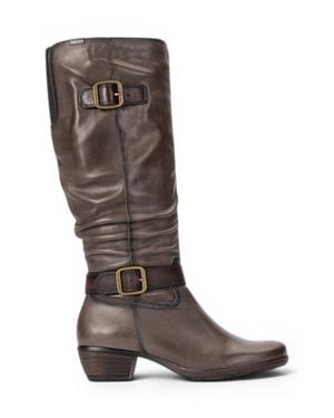 Pikolinos Leather Heel Knee-High Long Boots - Brown