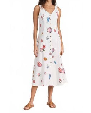 Ciao Lucia A Line Shell Print Midi Dress - White