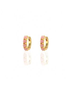 Kris Nations Opal Huggie Hoop Earrings - Pink