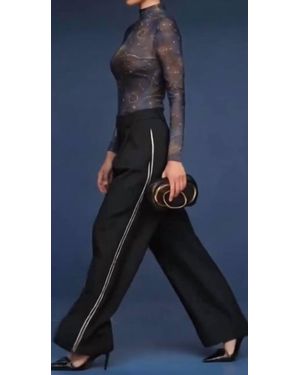 Avec Les Filles Side Stripe Wide Leg Trouser - Blue