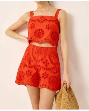 Marie Oliver Payton Eyelet Top - Red
