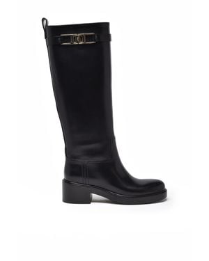 Ferragamo Leather Rosalie Boots - Black