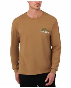 Lacoste Relaxed Fit Crocodile Lounge T-Shirt - Brown