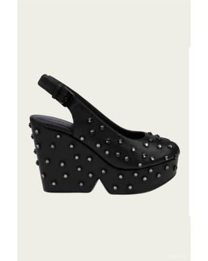 Robert Clergerie Davina Embellished Wedge Sandal - Black