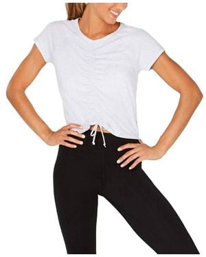 Calvin Klein Ruched Front Cap Sleeve Top - White