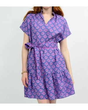 Ivy Jane Mock Kantha Stitched Floral Dress - Purple