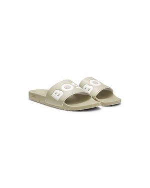 BOSS Italian-Made Slides With Large Logo Detail - Green