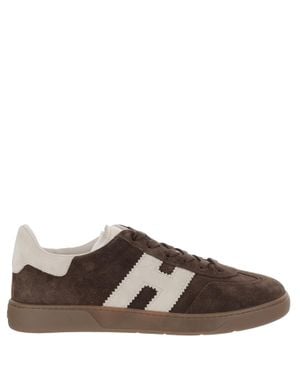 Hogan Low-Top Suede Sneakers With Nappa Leather Details - Brown