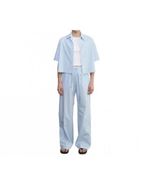 Enza Costa Poplin Mariner Shirt - Blue