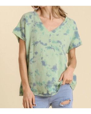 Umgee Tie Dye Cotton Gauze Top - Green