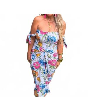 Blakeley Flower Power One Piece And Sarong Swim Set - Blue