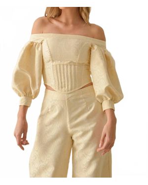 Steffany Milano Valencia Off-Shoulder Corset Top And Pant Set - Natural