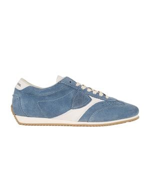 Philippe Model Low-Profile Sneakers With Soft Suede Upper And Iconic Shield - Blue