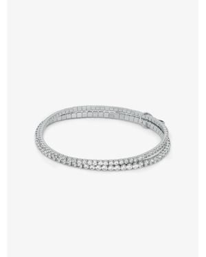 Michael Kors Precious Metal-Plated Brass Double Wrap Tennis Bracelet - White