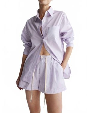 DL1961 Isabel Mid Rise Poplin Pleated Shorts - Purple