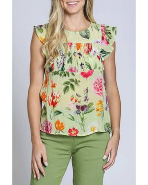 Apny Sleeveless Flutter Sleeve Top - Green