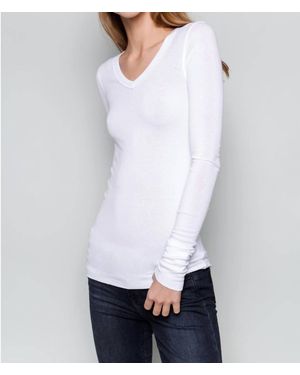 Crown Jewel Long Sleeve V-Neck Tee - White