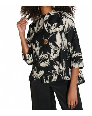 Joseph Ribkoff Floral Jacquard Swing Jacket - Black