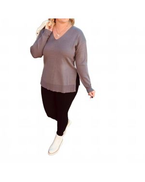 Wishlist Drop Long Sleeve Shoulder Top - Brown