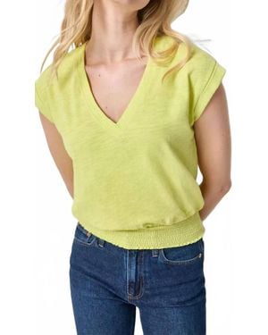 Lilla P Smocked Hem V-Neck Top - Yellow