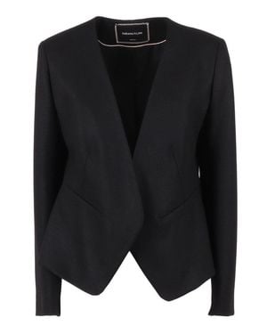 Fabiana Filippi Boiled Wool Jersey Lapelless Jacket - Black
