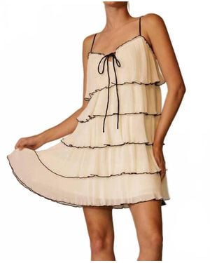 Endless Blu. Amelie Plisse Tiered Dress - Natural