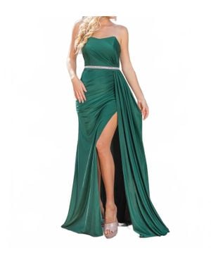 Dancing Queen Beaded Waist Prom Dress - Green
