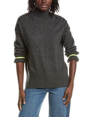 Isla Alex Split Hem Mock Neck Cashmere Sweater - Black